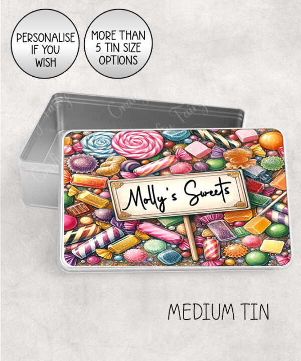personalised sweets print white large keepsake rectangular tin