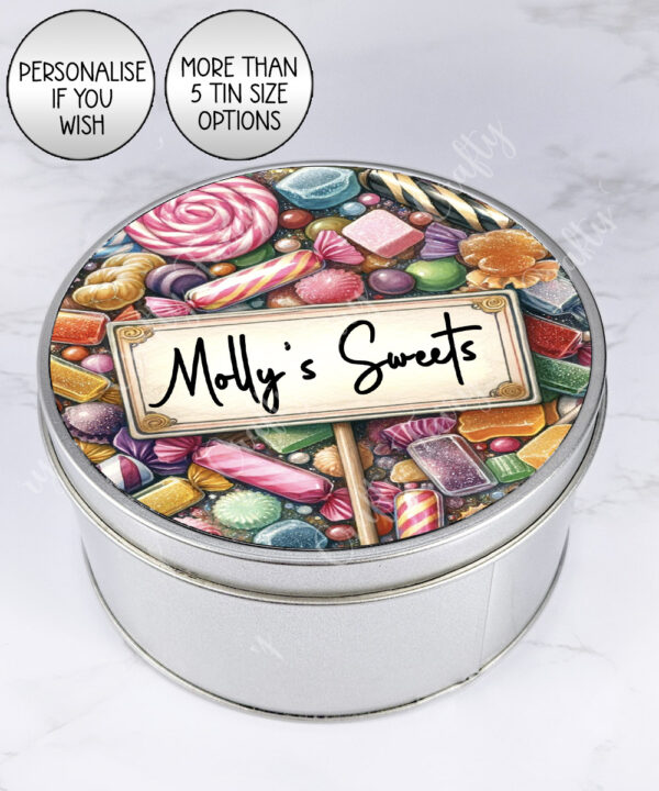 personalised sweets print white large keepsake rectangular tin