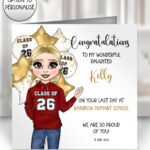 personalised class of 2026 gold balloons school leaver girl greetings card v2