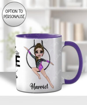 personalised aerial hoop gymnastics girl ceramic mug gift