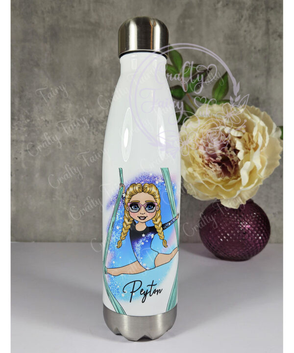 personalised aerial silks gymnastics girl 500ml tapered water bottle