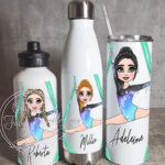 personalised aerial silks gymnastics girl 500ml tapered water bottle