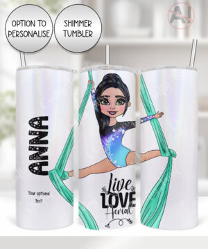 personalised aerial silks gymnastics girl 600ml tumbler