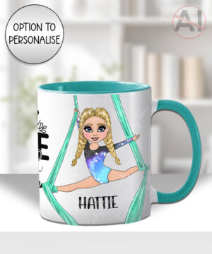 personalised aerial silks gymnastics girl ceramic mug gift