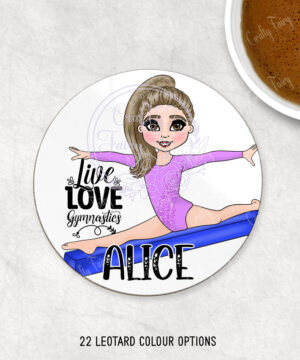 personalised gymnastics girl on beam coaster gift