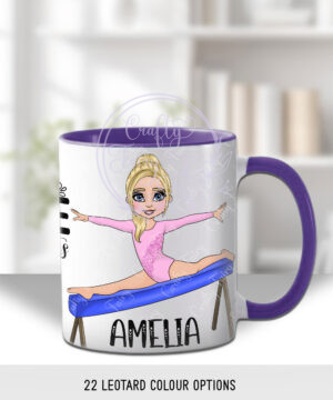 personalised gymnastics girl on beam ceramic mug gift