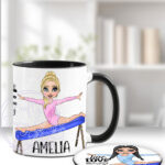 personalised gymnastics girl on beam ceramic mug gift