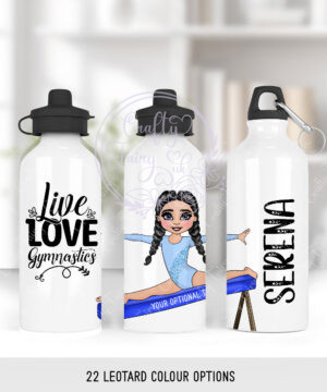 personalised gymnastics girl on beam 600ml straight water bottle