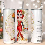 zodiac sign aries girl & ram personalised 600ml tumbler