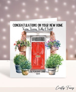 Personalised New Home Red Front Door Congratulations Greetings Card