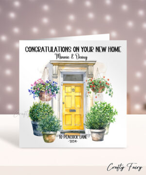 Personalised New Home Yellow Front Door Congratulations Greetings Card