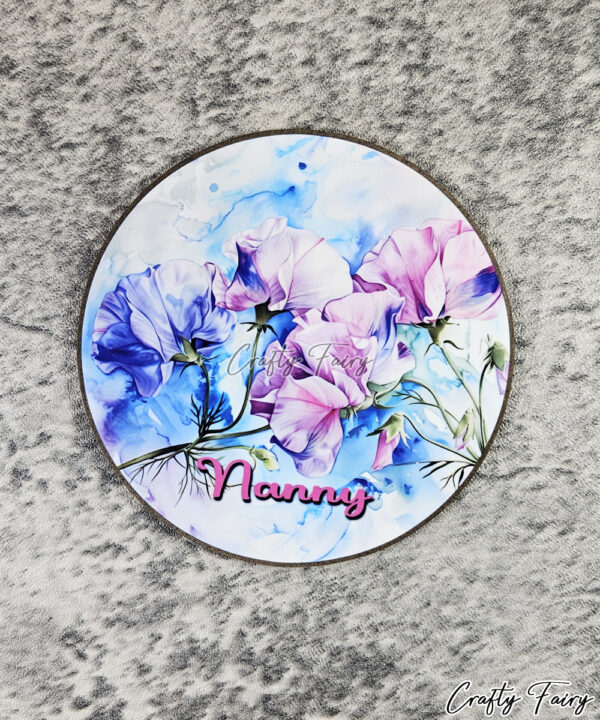 Sweetpea Flowers Personalised Drink's Coaster