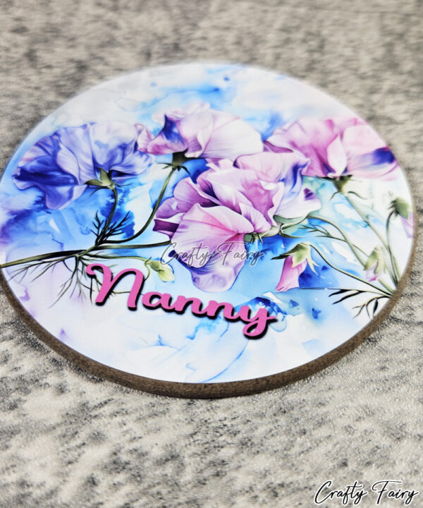 Sweetpea Flowers Personalised Drink's Coaster