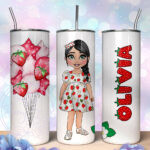 personalised strawberry toddler young girl tumbler