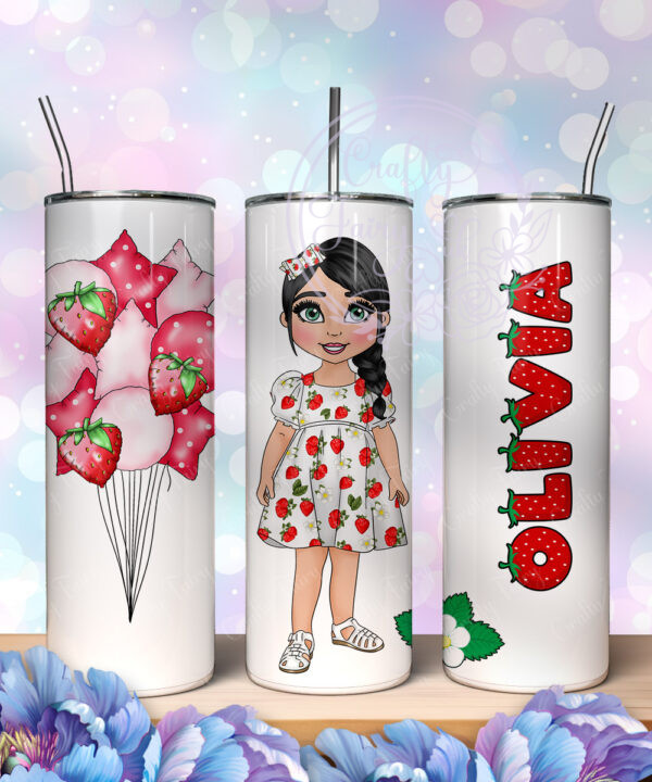 personalised strawberry toddler young girl tumbler