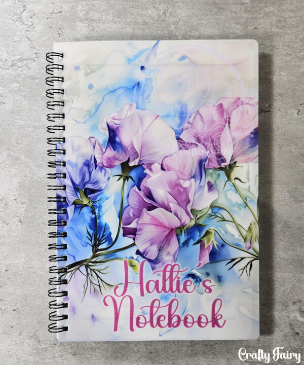 personalised sweetpea print a5 notebook journal
