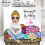 personalised ladies crochet happy place birthday card v3