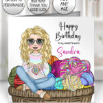 personalised ladies crochet happy place birthday card v3