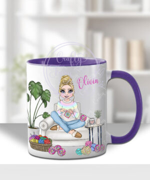 personalised crochet lady mug for friend or mum