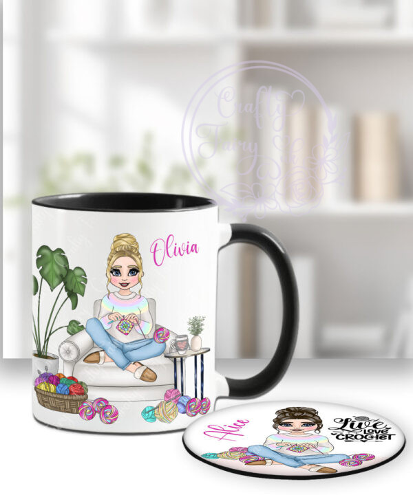personalised crochet lady coaster gift for mum or friend