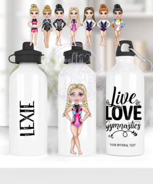 personalised gymnast girl in navy straight water bottle