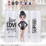 personalised gymnast girl in navy tumbler