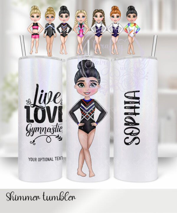 personalised gymnast girl in navy tumbler
