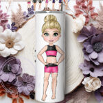 personalised gymnast girl in navy tumbler
