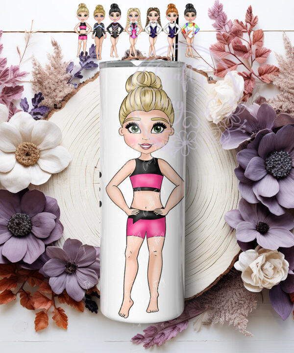 personalised gymnast girl in navy tumbler