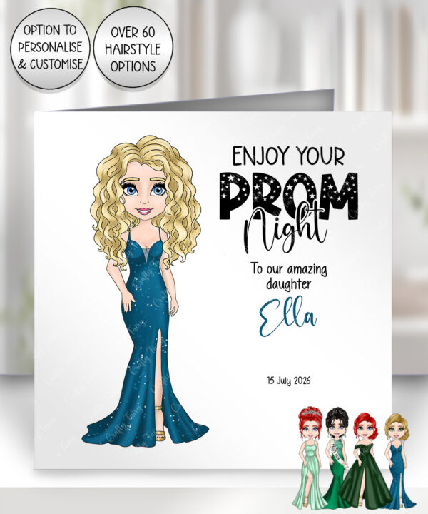 personalised school prom night card for daughter green dress