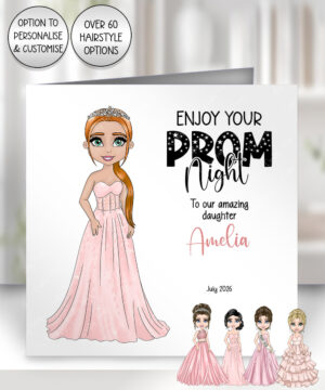 personalised school prom night card for daughter pink dress