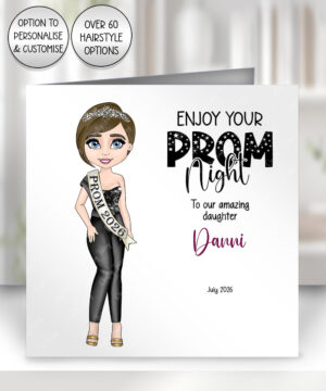personalised school prom night card for daughter black jumpsuit