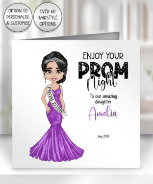 personalised school prom night card for daughter purple dress