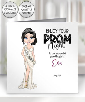personalised school prom night card for daughter cream dress