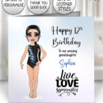personalised gymnast or dancer greetings card birthday, good luck, congratulations