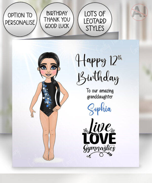 personalised gymnast or dancer greetings card birthday, good luck, congratulations