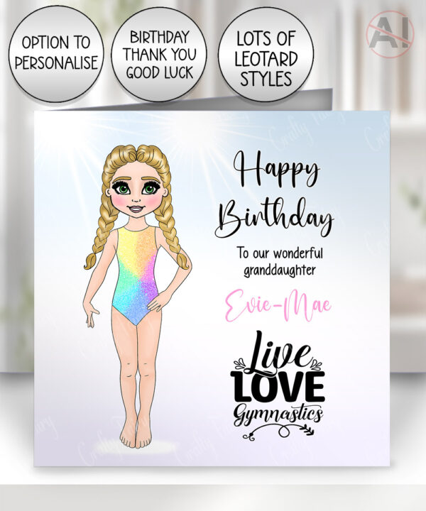 personalised gymnast or dancer greetings card birthday, good luck, congratulations