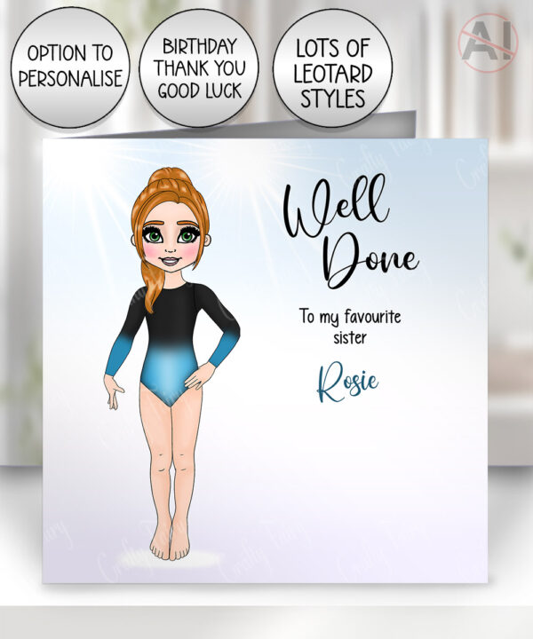 personalised gymnast or dancer greetings card birthday, good luck, congratulations