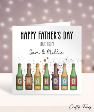 Personalised Beer Bottles Father's Day Card for Grandad