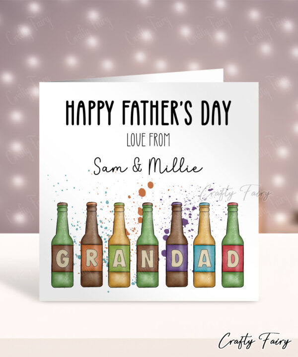 Personalised Beer Bottles Father's Day Card for Grandad