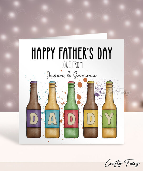 Personalised Beer Bottles Father's Day Card for Daddy