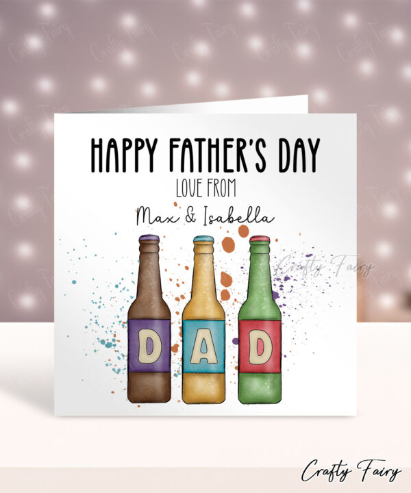 Personalised Beer Bottles Father's Day Card for Dad