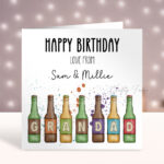 Personalised Beer Bottles Happy Birthday Card for Grandad