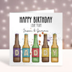 Personalised Beer Bottles Happy Birthday Card for Daddy