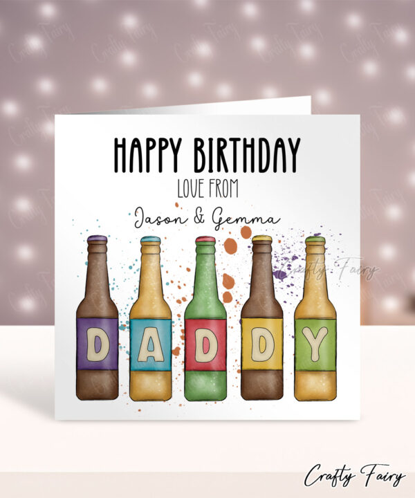 Personalised Beer Bottles Happy Birthday Card for Daddy