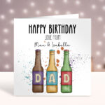 Personalised Beer Bottles Happy Birthday Card for Dad