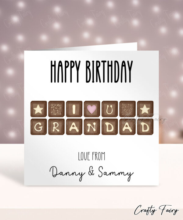 Personalised Chocolates Happy Birthday Card for Grandad
