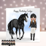 Personalised Dressage Horse Rider Girl Birthday Card for Horse Lover