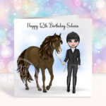 personalised dressage horse rider girl birthday card for horse lover