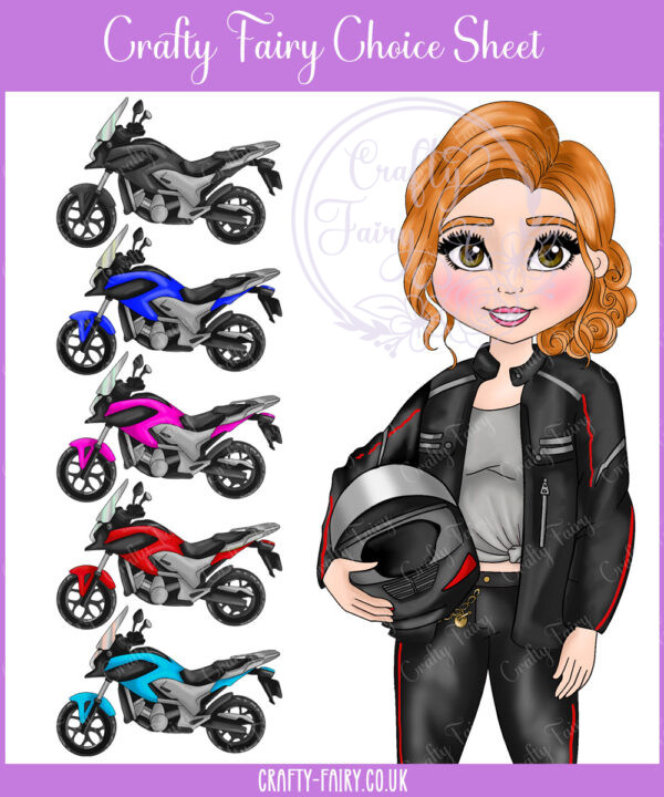 personalised motorbike biker girl birthday card
